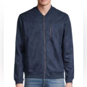 Ben Sherman Navy Bomber Jacket Faux Suede